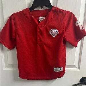 Vibrant Red Phillies Athletic Boys Baseball Jersey